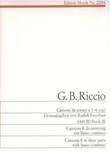 Canzoni da sonare a 1-4 voci - G. B. Riccio - Heft III Moeck