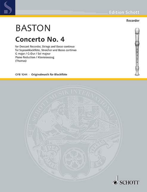 Concerto No. 4 G major - J. Baston - part+klavír SCHOTT