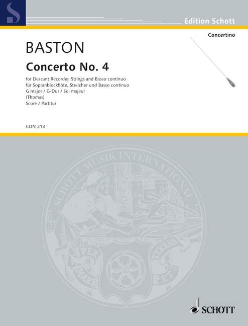 Concerto No. 4 G major - J. Baston -partitura SCHOTT