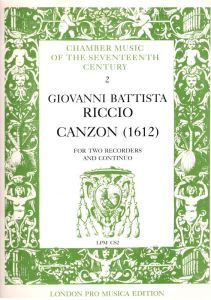 Canzon - G. B. Riccio London Pro Musica Edition