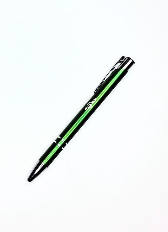 Kovové kuličkové pero - houslový klíč - zelené